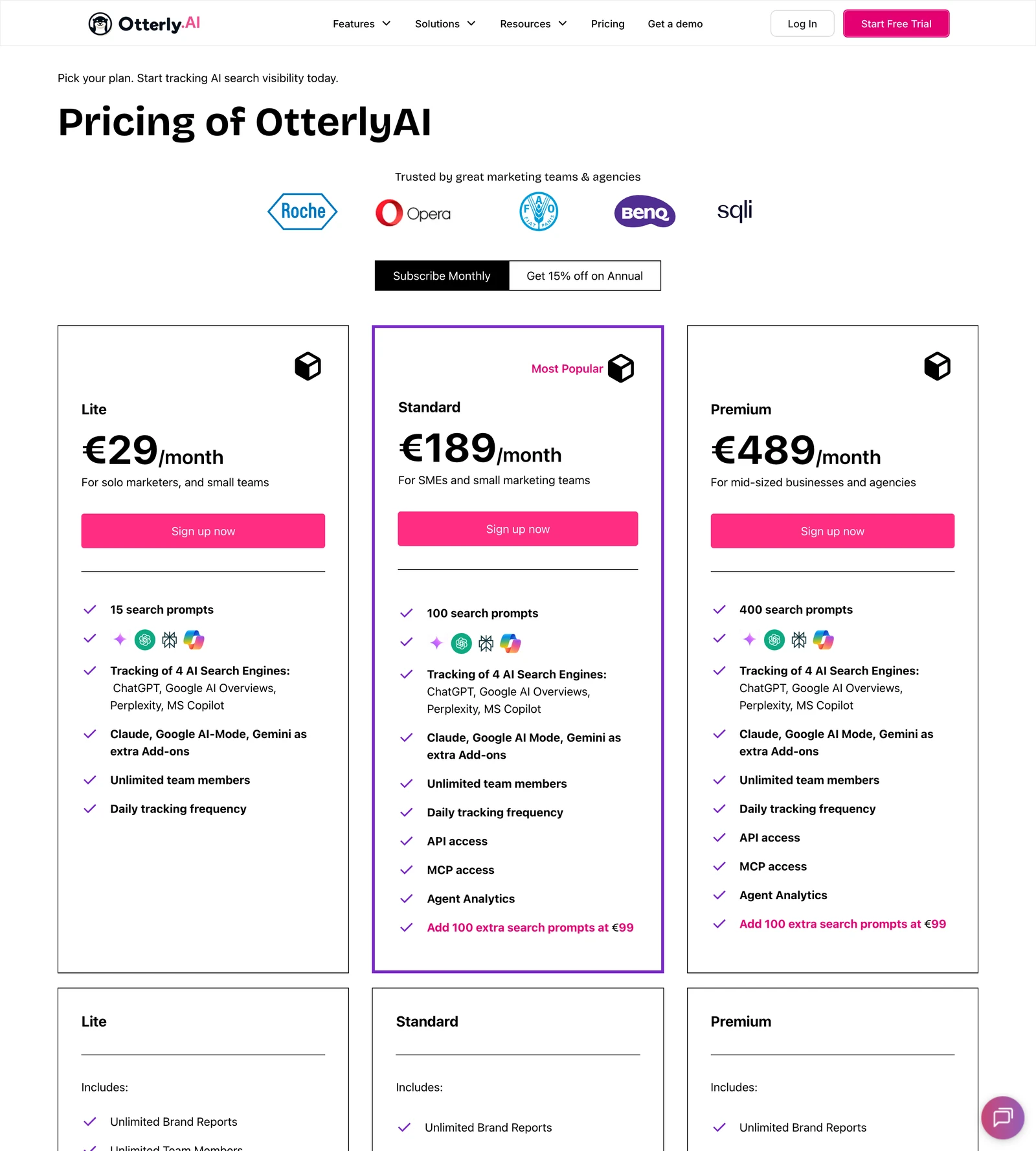 Prețurile Otterly: Lite 29 €, Standard 189 € și Premium 489 € pe lună