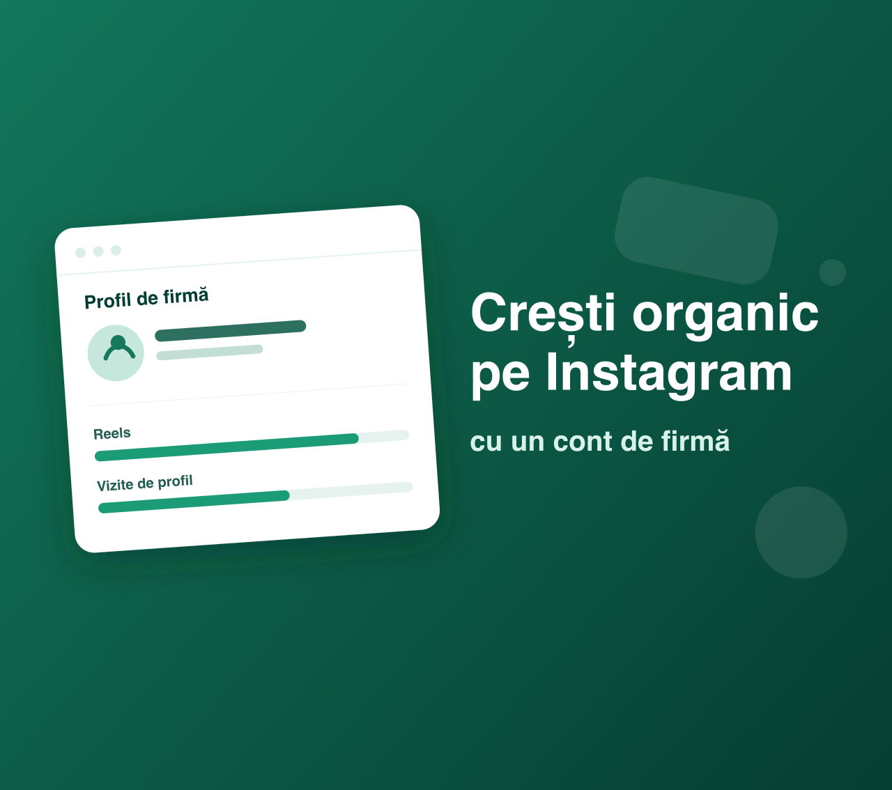 Card cu profil de firmă pe Instagram, Reels și vizite de profil