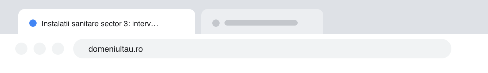 Fila browserului afișând titlul paginii de instalații sanitare