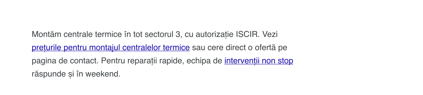 Paragraf cu 2 linkuri interne cu ancore descriptive
