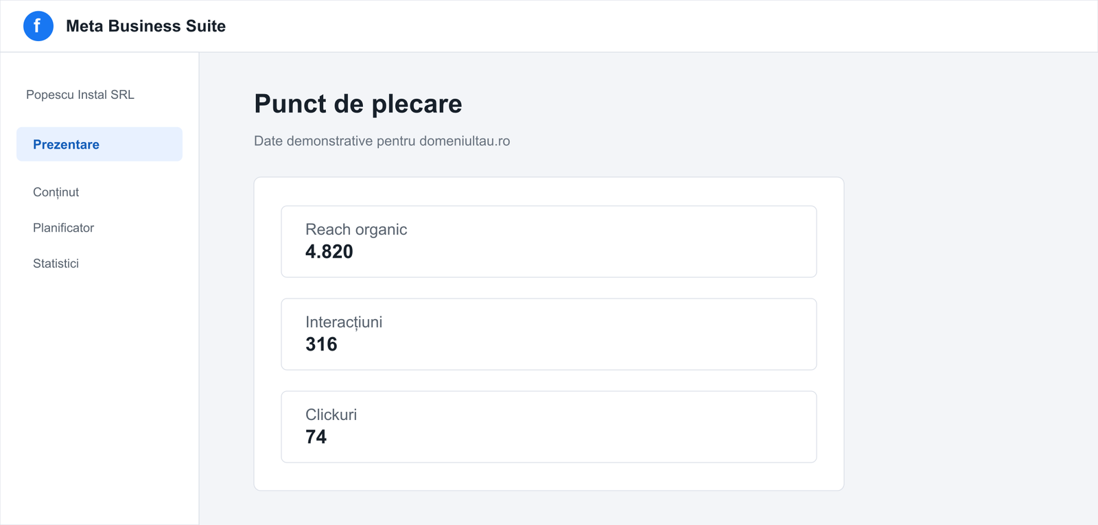 Statistici neutre pentru reach-ul unei pagini Facebook