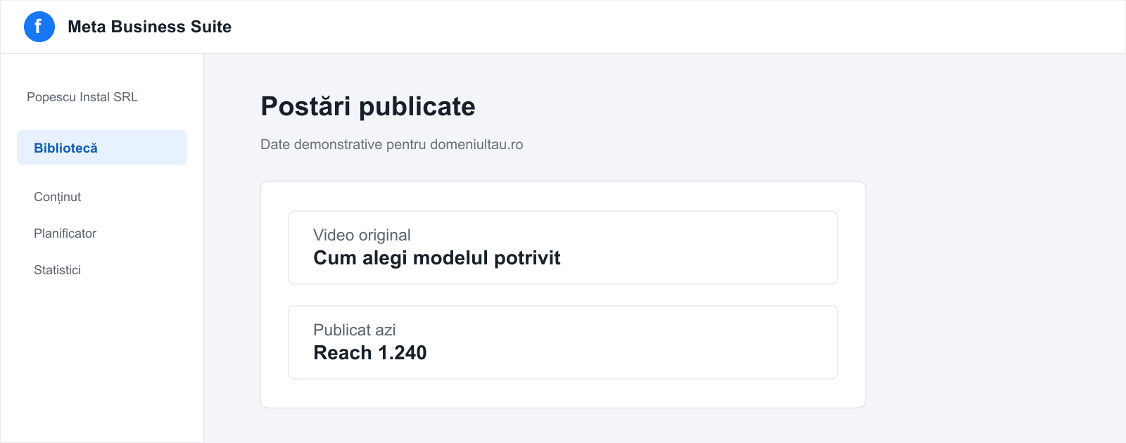 Exemplu neutru de conținut original pregătit pentru Facebook