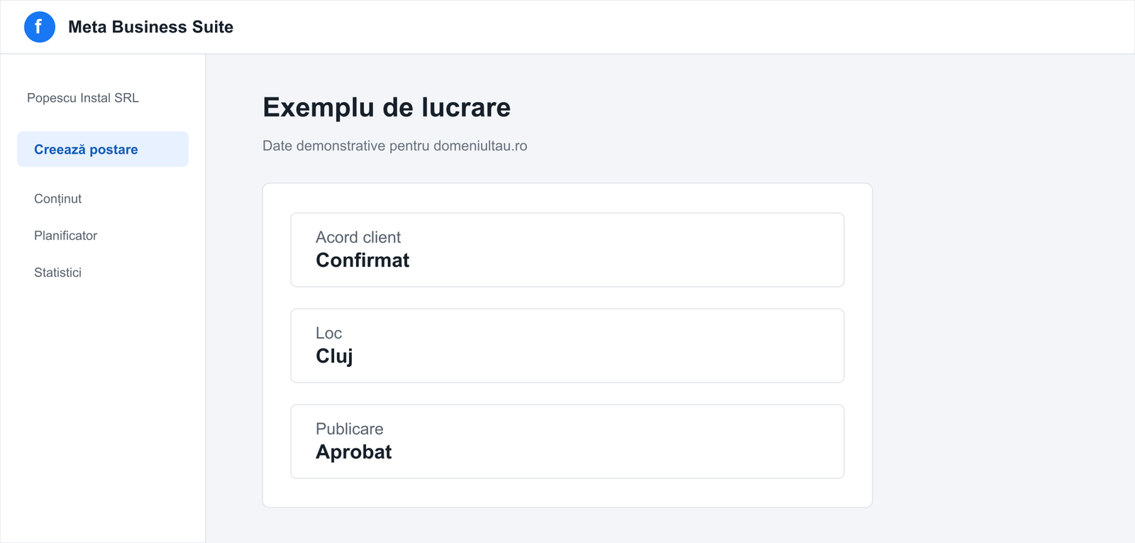 Postare neutră cu acordul clientului confirmat